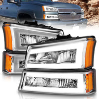 Thumbnail for ANZO 2003-2006 Chevrolet Silverado 1500 Crystal Headlights w/ Light Bar Chrome Housing