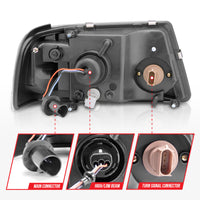 Thumbnail for ANZO 2001-2011 Ford Ranger Crystal Headlights w/ Light Bar Chrome Housing