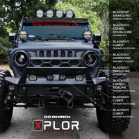 Thumbnail for Go Rhino Xplor Blackout Series Round LED Driving Light w/DRL (Surface/Threaded Stud Mnt) 7in. - Blk