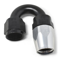 Thumbnail for Russell Performance -8 AN Black/Silver 180 Degree Tight Radius Full Flow Swivel Hose End