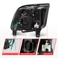 Thumbnail for ANZO 05-09 Ford Mustang (w/Factory Halogen HL Only) Projector Headlights w/Light Bar Black Housing