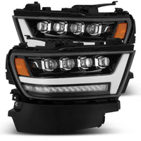 Thumbnail for AlphaRex 19-20 Ram 1500HD NOVA LED Proj Headlights Plank Style Gloss Blk w/Activ Lght/Seq Signal/DRL
