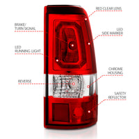 Thumbnail for ANZO 1999-2002 Chevy Silverado 1500 LED Taillights Plank Style Chrome With Red/Clear Lens