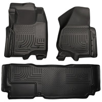 Thumbnail for Husky Liners 2012.5 Ford SD Super Cab WeatherBeater Combo Black Floor Liners (w/o Manual Trans Case)