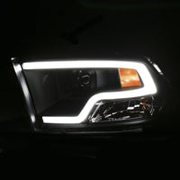 Thumbnail for ANZO 09-18 Dodge Ram 1500 Plank Style Projector Headlights Black w/ Halo