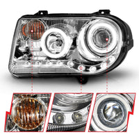 Thumbnail for ANZO 2005-2010 Chrysler 300C Projector Headlights w/ Halo Chrome (CCFL) G2