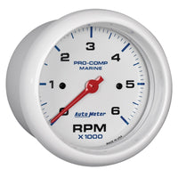 Thumbnail for Autometer Marine White Ultra-Lite Gauge 3-3/8in Tachometer 6K RPM