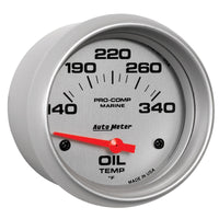 Thumbnail for Autometer Marine Silver Ultra Lite Electric Oil Temperature Gauge 2-5/8in 140-300 Deg F