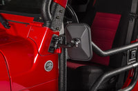 Thumbnail for Rugged Ridge 97-18 Jeep Wrangler Textured Black Rectangluar Stubby Trail Mirror