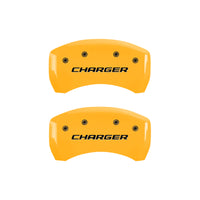 Thumbnail for MGP 4 Caliper Covers Engraved Front & Rear Block/Charger Yellow finish black ch
