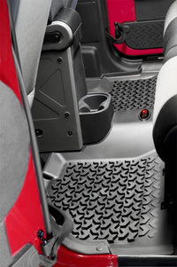 Thumbnail for Rugged Ridge Floor Liner Front/Rear/Cargo Black 2011-2018 Jeep Wrangler Unlimited JK 4 Dr