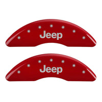 Thumbnail for MGP 4 Caliper Covers Engraved Front & Rear JEEP Red finish silver ch