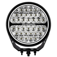 Thumbnail for Go Rhino Xplor Blackout Series Round LED Sgl Driving Kit w/DRL (Surface/Thread Stud Mnt) 9in. - Blk
