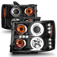 Thumbnail for ANZO 2007-2013 Gmc Sierra 1500 Projector Headlights w/ Halo Black