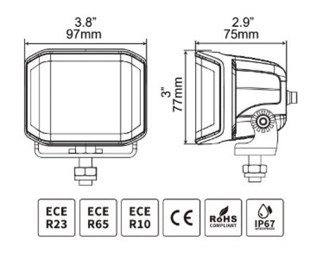 Go Rhino Xplor Blackout Combo Series Cube Sideline LED Flood Lights w/Amber 4x3 - Blk (Pair)