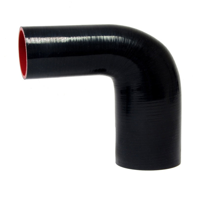 HPS 1.5" - 1.87" ID High Temp 4-ply Reinforced Silicone 90 Degree Elbow Reducer Hose Black (38mm - 48mm ID)