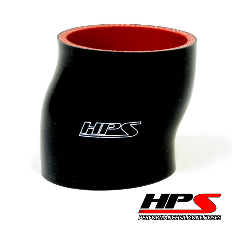 HPS 3.5" ID , 3" Long High Temp 4-ply Reinforced Silicone Offset Coupler Hose Black (89mm ID , 76mm Length)