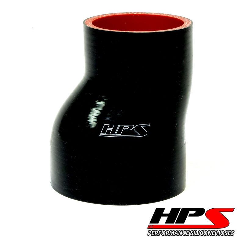 HPS 3.75" - 4" ID , 4" Long High Temp 4-ply Reinforced Silicone Offset Reducer Coupler Hose Black (95mm - 102mm ID x 102mm Length)
