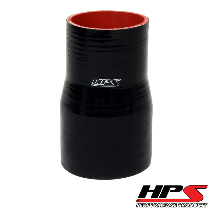 HPS 3" - 4" ID , 6" Long High Temp 4-ply Reinforced Silicone Reducer Coupler Hose Black (76mm - 102mm ID , 152mm Length)